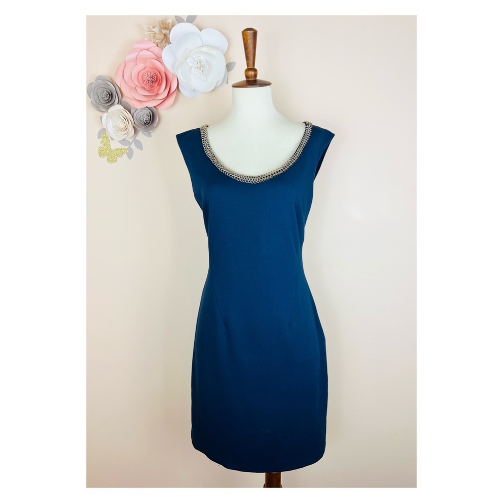 New! LIU JO Chain Link Necklace Sleeveless Sheath Dress - Picture 2 of 10